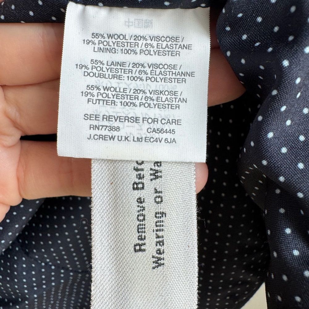 J Crew Parke Blazer Jacket Stretch Wool Blend Black G7726 Size 2 Minimalist - Picture 11 of 13